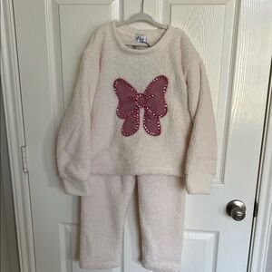 Lola + The Boys Cream and Pink Bow Set